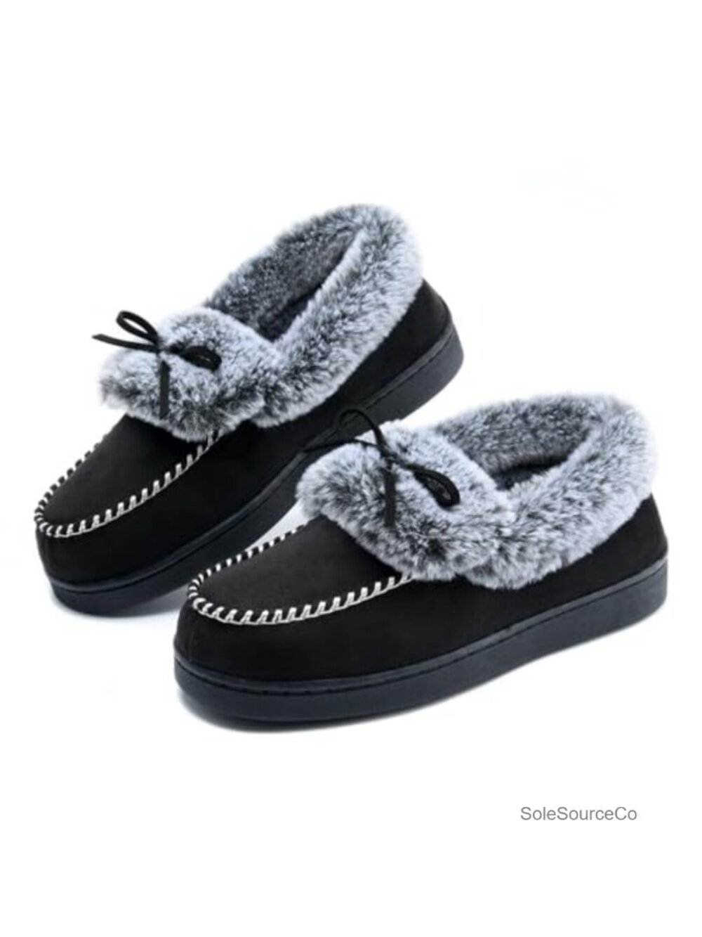 Fuzzy Memory Foam Slippers Women's Closed Back Suede Mocc Shoes Non-Slip
